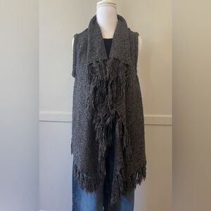 Kensie Gray Fringe Sweater Vest